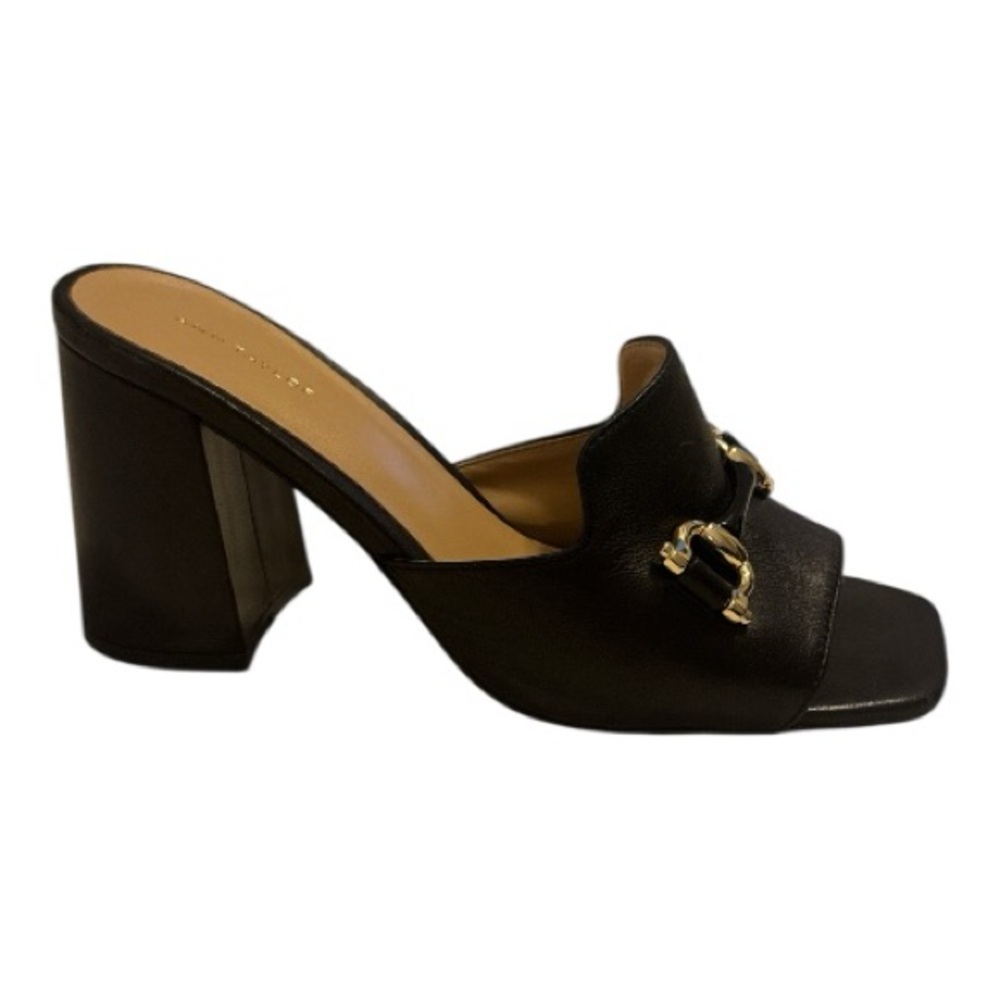 Ann Taylor Horsebit Leather Black Block Heels